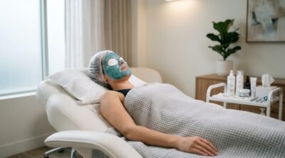 Woman with cooling mask treatment 8c60ed6da2